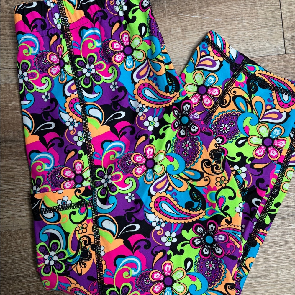 Gypsy Runner Colorful Floral Leggings Size Small